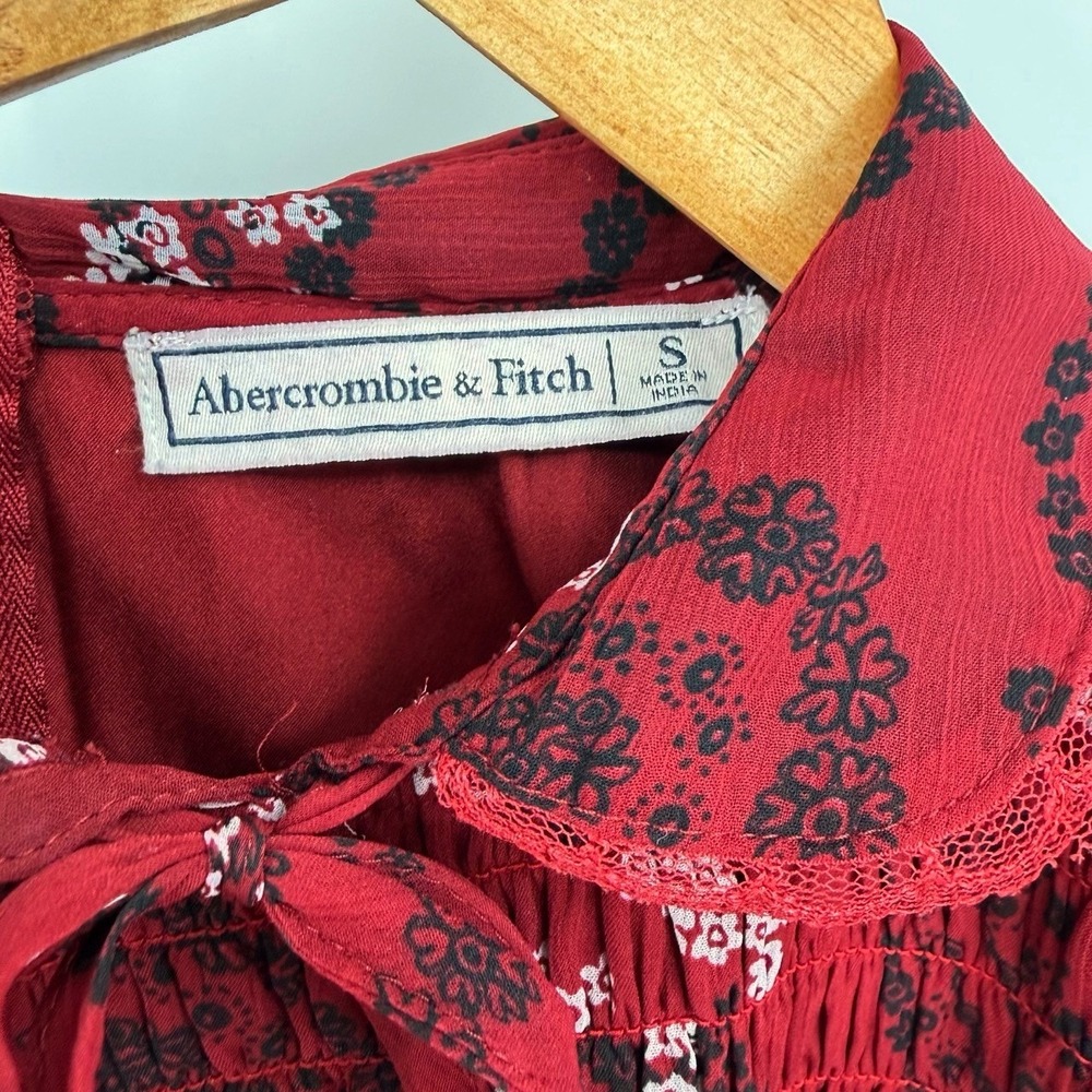 Abercrombie & Fitch Size Small Smocked Mini Dress Peter Pan Collar Dark Academia - Picture 8 of 8
